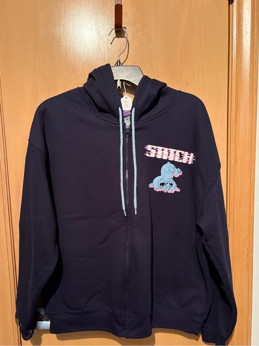 Disney Stitch Hoodie Youth XXL 19 Blue Full Zip Fleece Lilo Graphic Back NWOT